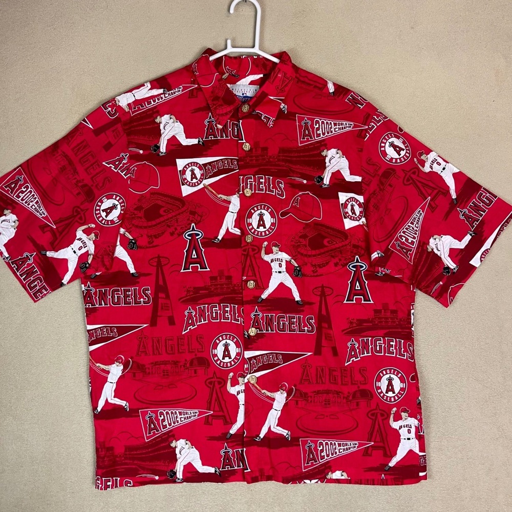 Los Angeles Angels Shirt Mens XL Red MLB Baseball 2002 World Series Reyn Spooner